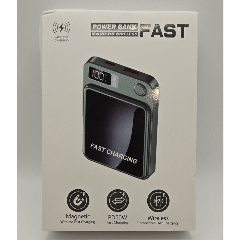 Magsafe Magnetic Wireless Fast Charge Power Bank 5000mAh Black 2-Port USB-C & -A
